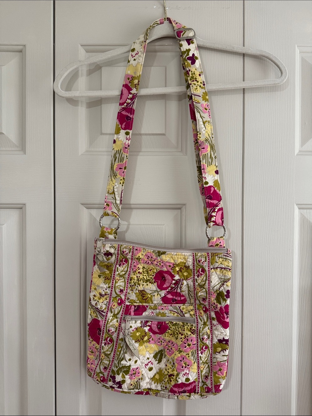 Floral Quilted Crossbody Bag - Pink & Cream